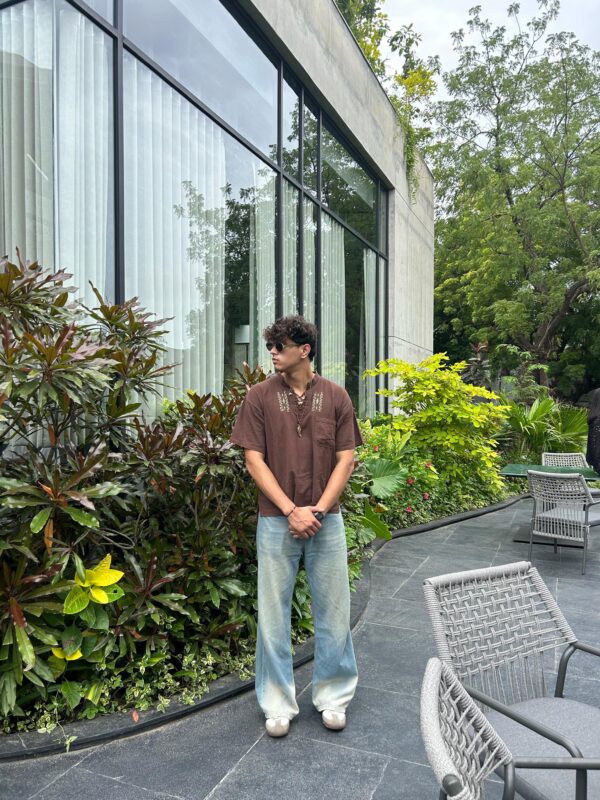 Embroidered Earthy Brown Shirt