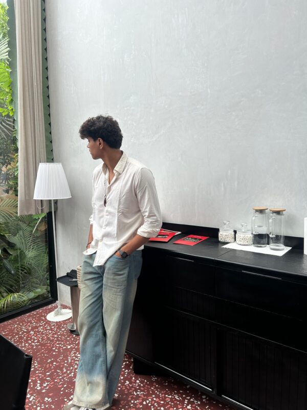 White Shirt with Subtle Yellow Hue